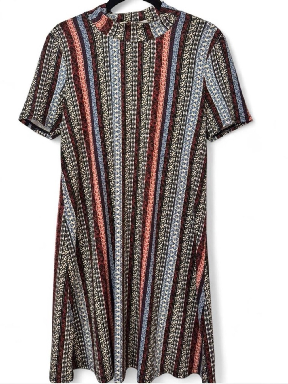 BCBGeneration Striped Midi Dress in Blue, Red & Black